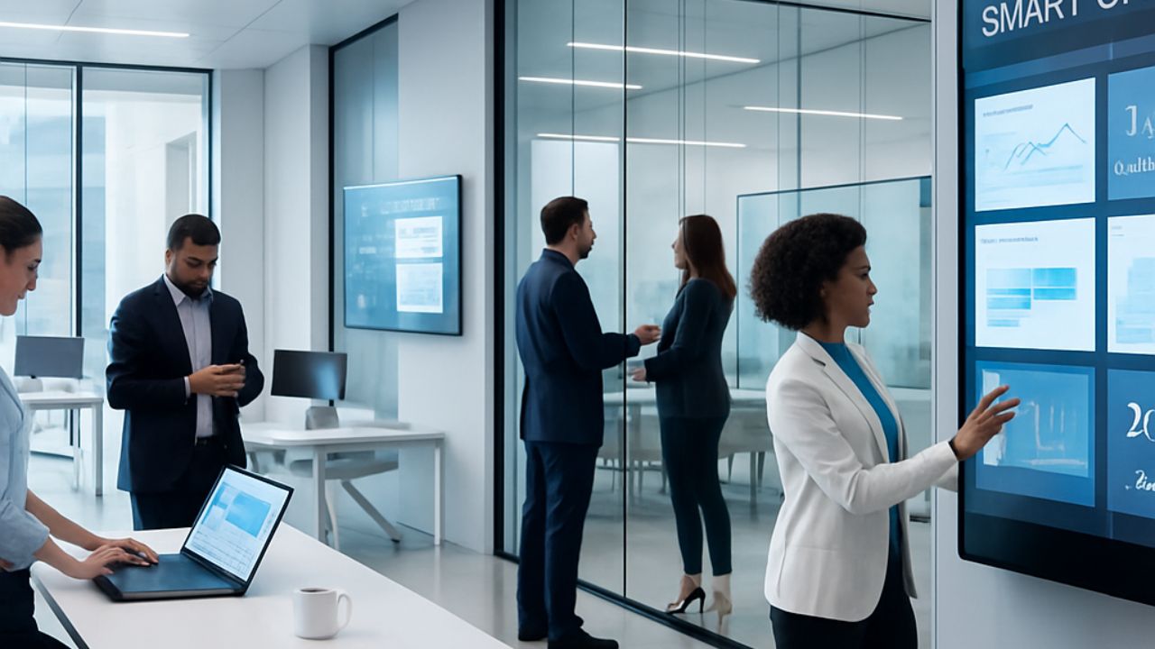 A stunning aerial view of Dubai's illuminated skyline at night, showcasing its modern architecture and busy roads.